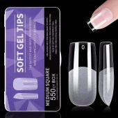 Soft Gel Tips Short Coffin 550 Τεμάχια